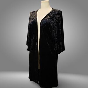 Vintage90s Hinge Black Crushed Velvet Open Kimono Tradgoth Whimsigoth ☆RARE☆ O/S